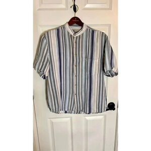 VTG Guess Jeans Vintage Style Men’s Small Striped Button Down Shirt Short Sleeve